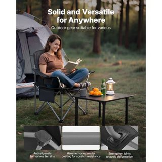 Sillas de Camping Sobredimensionadas, Soporte de 204 kg de Alta Resistencia, Sillas de Campamento Plegables Portátiles con Respaldo y Reposabrazos Acolchados, Portavasos y Bolsillo Lateral, Bolsa ...