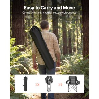 Sillas de Camping Sobredimensionadas, Soporte de 204 kg de Alta Resistencia, Sillas de Campamento Plegables Portátiles con Respaldo y Reposabrazos Acolchados, Portavasos y Bolsillo Lateral, Bolsa ...