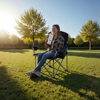 Sillas de Camping Sobredimensionadas, Soporte de 204 kg de Alta Resistencia, Sillas de Campamento Plegables Portátiles con Respaldo y Reposabrazos Acolchados, Portavasos y Bolsillo Lateral, Bolsa ...