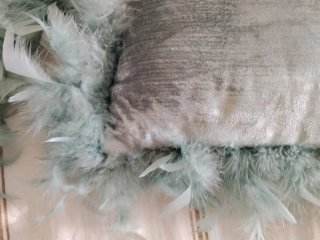 2 Cojines Terciopelo Gris/Teal