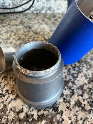 Cafetera de Metal Hierro Azul y Gris