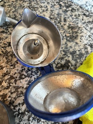 Cafetera de Metal Hierro Azul y Gris