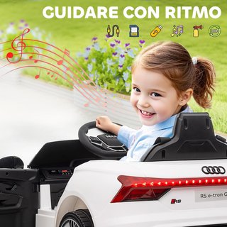 AUDI RS Coche Eléctrico para Niños 3-5 Años 12V Doble Motor, Coche Eléctrico para Niños 3-5Km/H Con Cinturón de Seguridad, Control Remoto, Suspensiones, Música, Luces LED y Claxon, Blanco