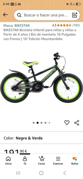 Bicicleta Bikestar 16 infantil