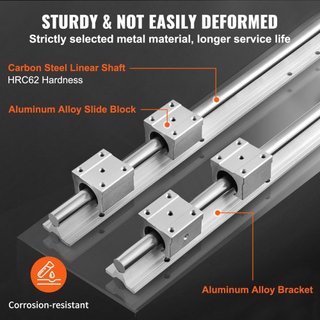 Conjunto de Rieles Guía Lineales, 2 PCS 39.4 in/1000 mm Rieles Guía SBR16 y 4 PCS Bloques Deslizantes SBR16UU, SBR16 1000mm, Kit de Rieles Lineales y Rodamientos para Máquinas Automatizadas Proyec...