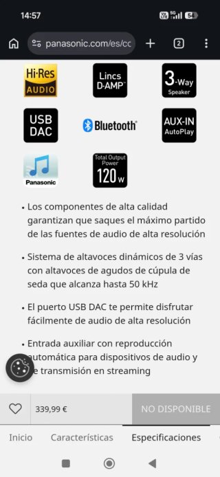 OFERTA! Minicadena Panasonic SA-PMX90EG