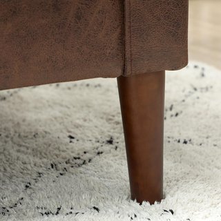 Divano a 2 posti con rivestimento in tessuto effetto pelle traspirante, cuscini e piedi in gomma di legno, divano compatto con braccioli per soggiorno, 130X78X85 cm, marrone scuro