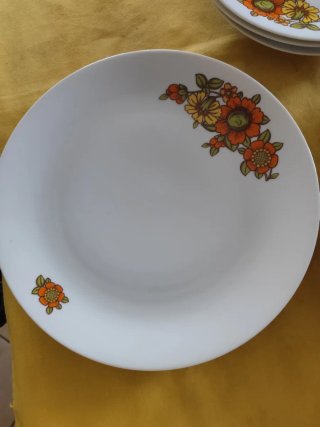 Set 2 Piatti Bavaria Ceramica Fiori Arancio+ 3