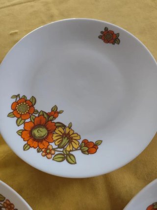Set 2 Piatti Bavaria Ceramica Fiori Arancio+ 3