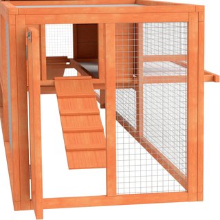 Conigliera Esterna Con Casetta E 2 Recinti, Gabbia Per Conigli E Piccoli Animali Con Rampe, 309X69.5X87Cm, Arancione