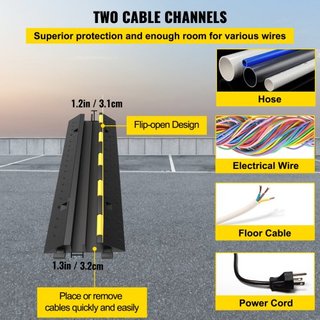 Protector de Cable 101x24.5x5cm Paquete de 3 de 2 4989.5 kg de Capacidad por Eje Rampas de Cuerda Protectora de Tráfico de Caucho