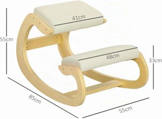 Silla ergonómica de rodillas madera y tela.