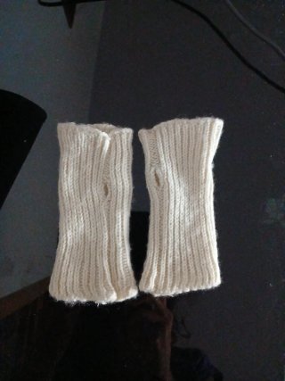 Guantes sin dedos lana merina beige para niños