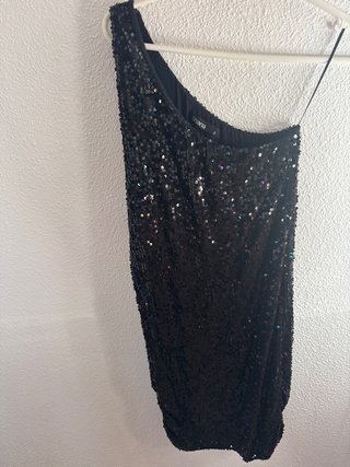 Vestido lentejuelas Shana una manga negro Talla S
