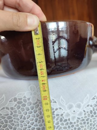 Casseruola zuppiera in terracotta con manico