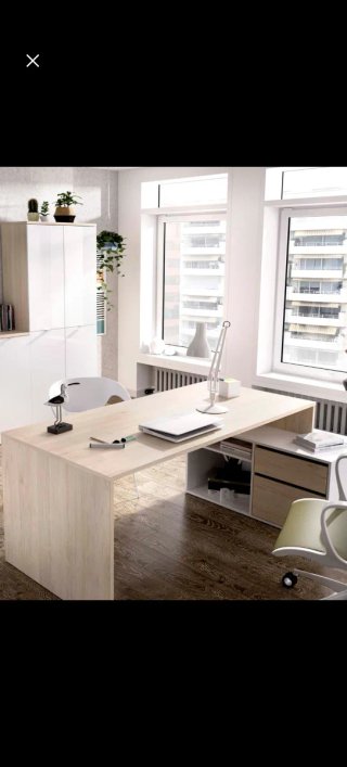 Escritorio reversible beige y blanco