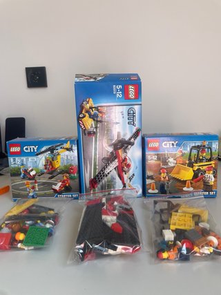 3 Sets Lego City: Avión, Excavadora, Helicóptero
