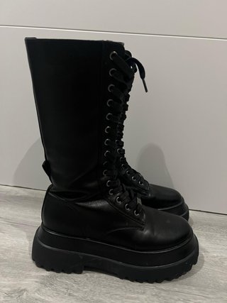 Botas Bosanova Negras Plataforma Cordones