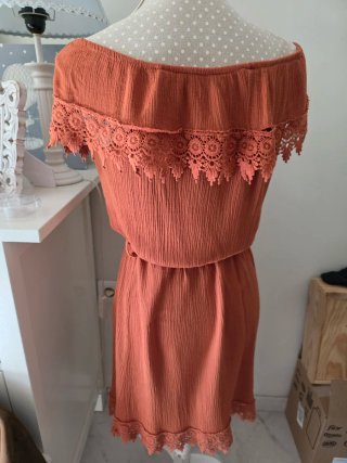 Vestido Bardot Teja