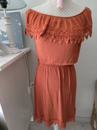 Vestido Bardot Teja