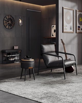 Collezione EKHO - Banco scarpiera, Banco ingresso e camera da letto, Imbottitura in PU con cuciture, Moderno di metà secolo, Capacità 135 Kg, 30 X 80 X 50 Cm, Nero Tinta LSB054B01