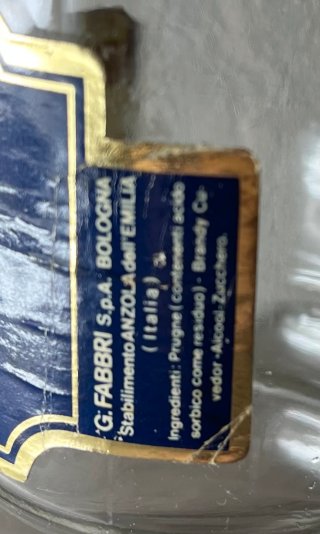 Barattolo vuoto liquore prugne Fabbri