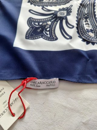 Foulard in seta blu e bianco