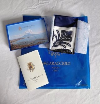 Foulard in seta blu e bianco