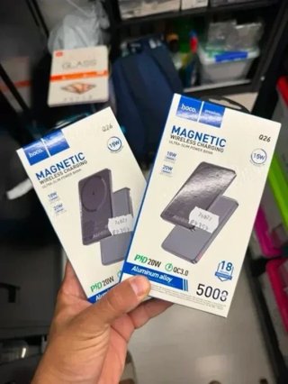 Lote 2x PowerBank MagSafe HOCO Q26 ultra fino 500