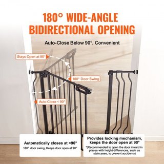 Puerta para Bebés, 29.5"-37" Extra Ancha, 30" Alta, Puerta para Perros para Escaleras, Puertas y Casa, Puerta para Niños de Fácil Paso con Cierre Automático, Puerta de Seguridad para Mascotas con ...