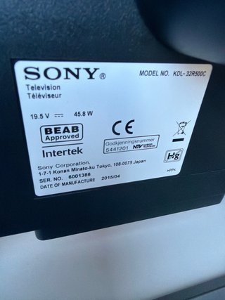 Televisor Sony Negro 32”,modelo KDL-32R500C