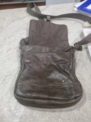Bolso de piel hombre marrón/gris