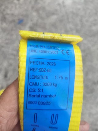 Eslingas de poliéster 25 amarillas 10 verdes