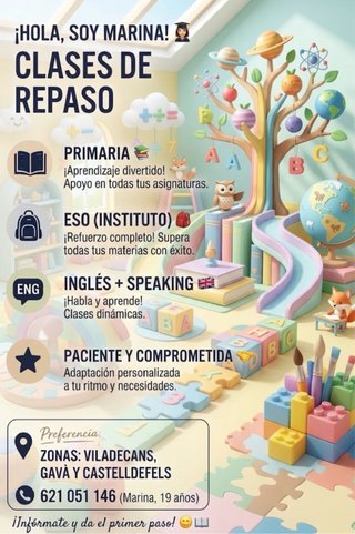 Clases de repaso de Primaria,Eso e de inglés