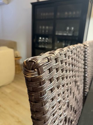 Mesa teca y sillas ratán