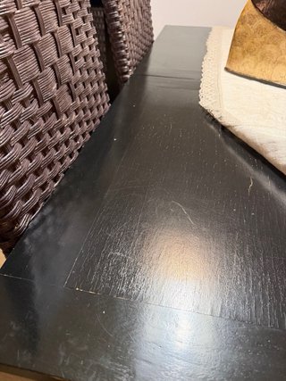 Mesa teca y sillas ratán