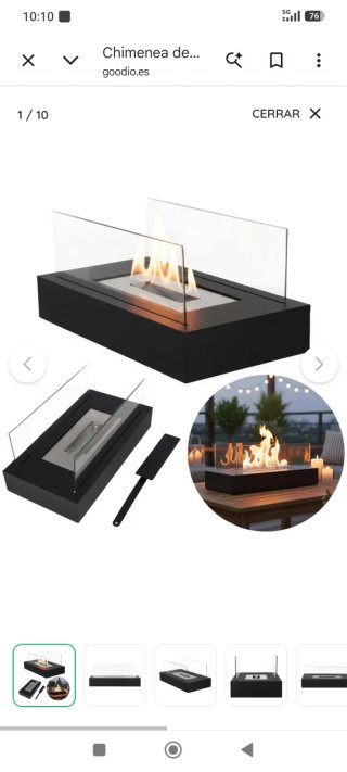 Chimenea bioetanol negra y transparente.