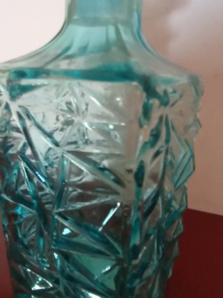 Caraffa liquore in vetro color teal