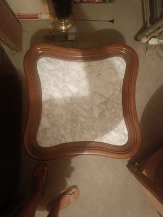 Mesa de centro madera y mármol 58x58x42 cm