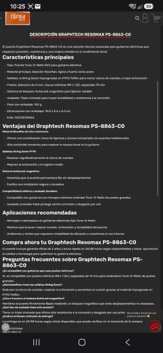 Puente Graphtech Resomax PS-8863-C0 Cromado