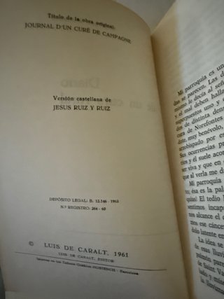 Diario de un cura rural. Georges Bernanos. 1963