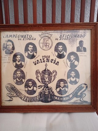 Cuadro antiguo boxeo Campeonato España 1948