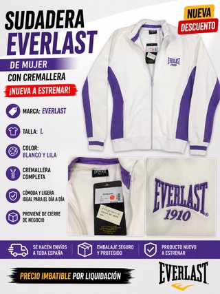 Sudadera Everlast Mujer Blanca y Lila TallaL NUEVA