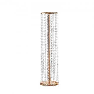 2PCS 35.43 pulgadas / 90 cm Soporte de Flores de Boda de Cristal Alto, Jarrones de Flores de Centro Lujosos, Jarrón de Cristal Dorado de Metal, Perfecto para Ceremonia de Boda, Fiesta, Cena, Event...