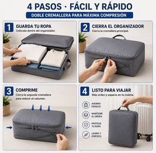 Kit Organizador Viaje 4 Piezas Compresión