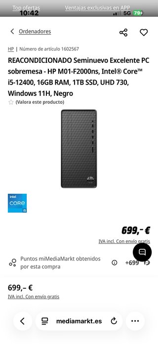 HP M01-f2000ns i5-12400 16GB RAM Con windows 11