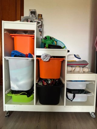 Cama nido blanca con cajón y mueble Ikea