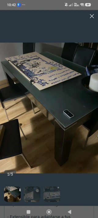 Mesa comedor extensible cristal y madera