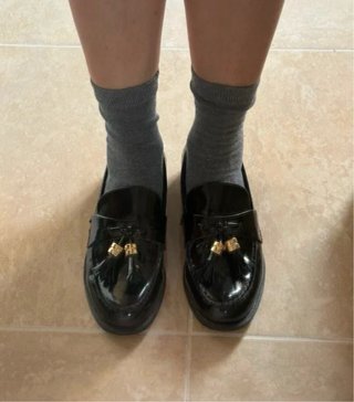 Mocasines Zara Negros con Flecos Dorados