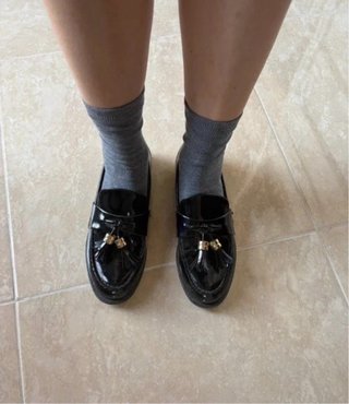 Mocasines Zara Negros con Flecos Dorados